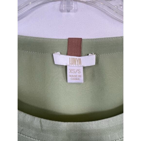 Lunya 100% Silk Pajama Top Shirt Only Sz XS/S Oversized Washable Sleep Tee Green - Picture 4 of 9